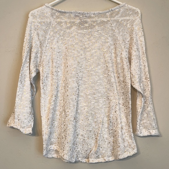 XL Loose Knit light Sweater-Cream with gold flecks - Picture 5 of 5